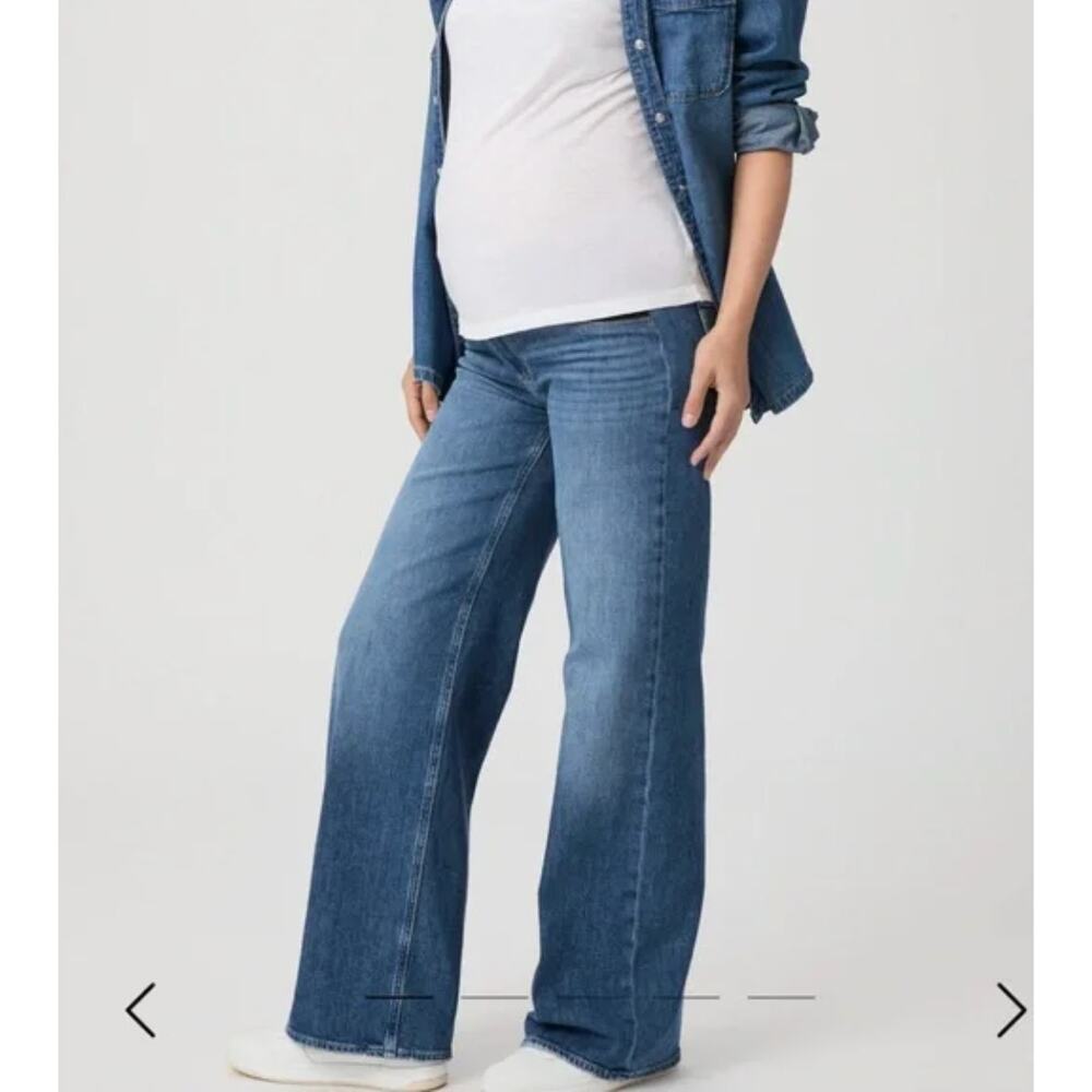 PAIGE Medium Blue Wide Leg Flare Jeans